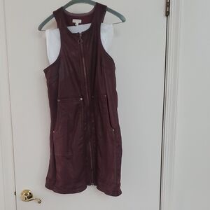 Anthropologie Pilcro Plum faux Leather Zip Mini Dress Small Reg
